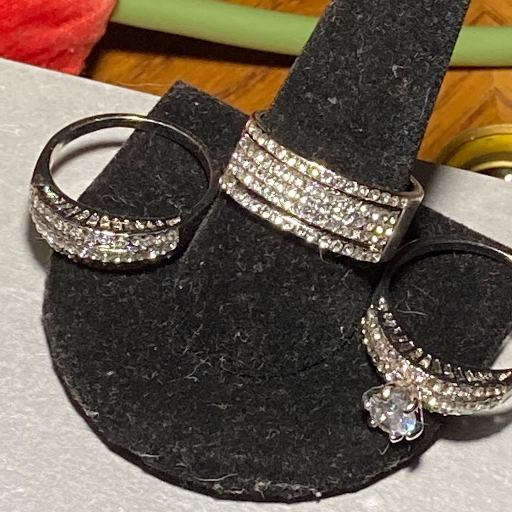 4/$10 Silver and CZ Wedding Set Size 10